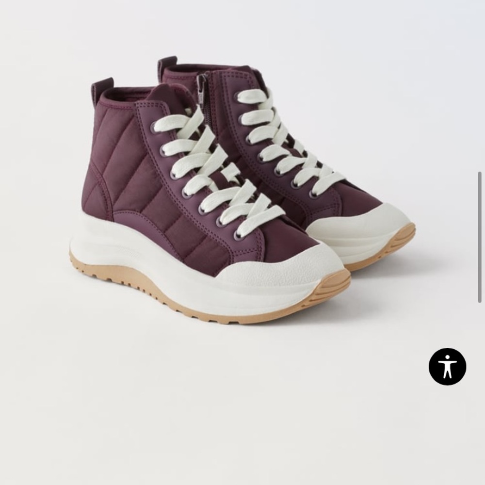 Zara burgundy high top sneakers. Narrow 7